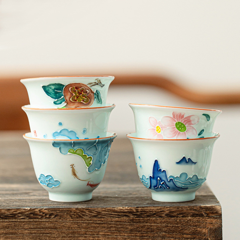 Hand-painted Kung Fu Tea Cup,  - огляд і ціна Celadon Ceramic Cup