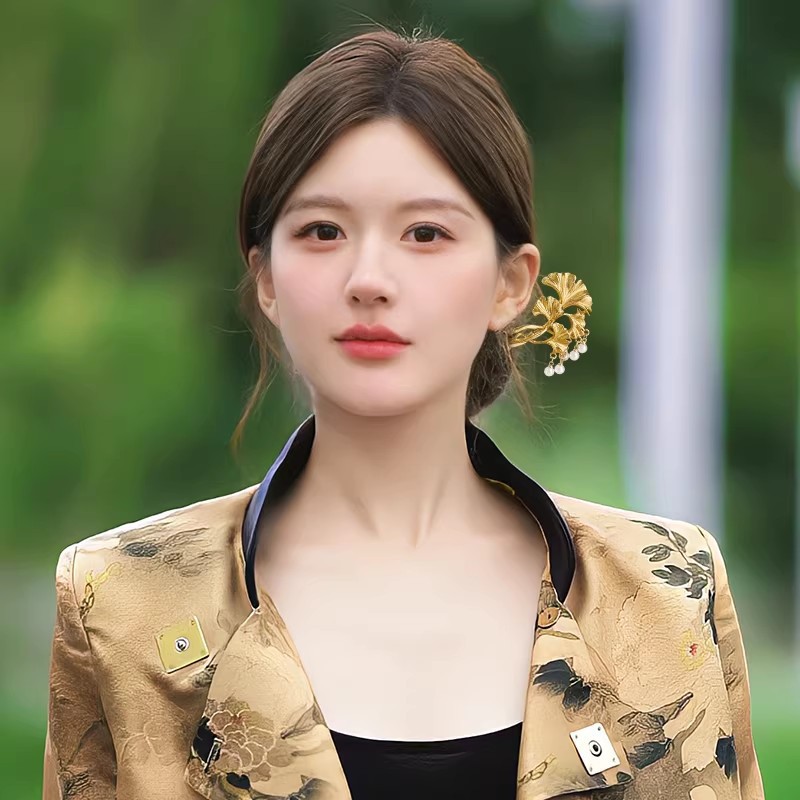 1PC Elegant Golden Ginkgo Leaf - огляд і ціна Hanbok Hair Pin